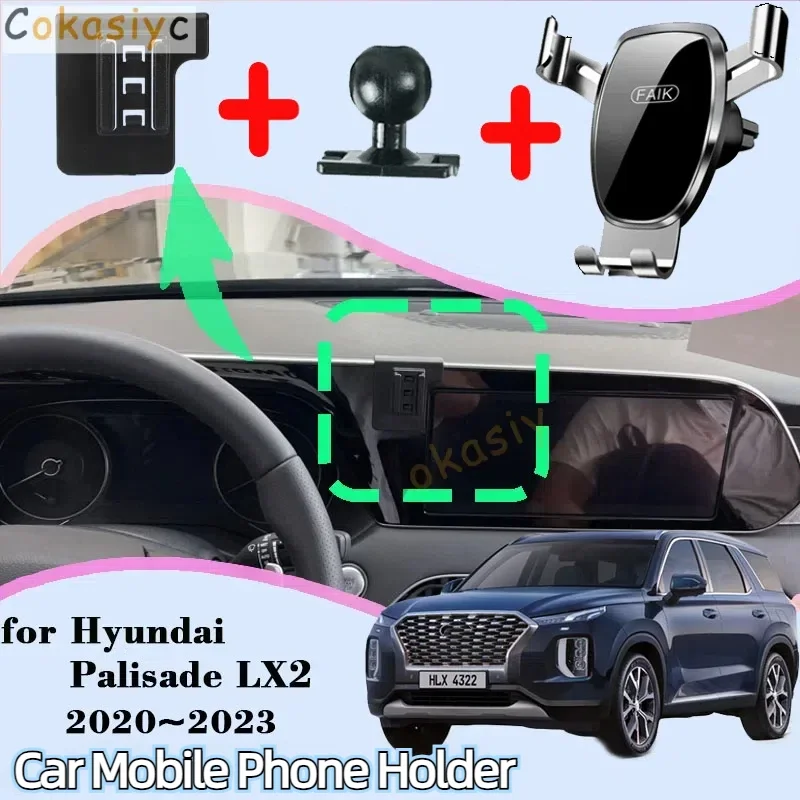 Car Mobile Phone Holder for Hyundai Palisade LX2 2020~2023 Air Vent Cellphone Bracket Auto Smartphone Stand Gravity Accessories