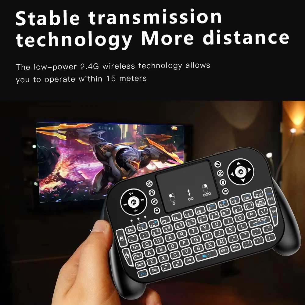 RGB Mini Keyboard Bluetooth 5.0 Keyboard 2.4G Wireless Keyboard Dual-mode Rechargeable Keyboard with Touchpad for Android TV Box - Image 4