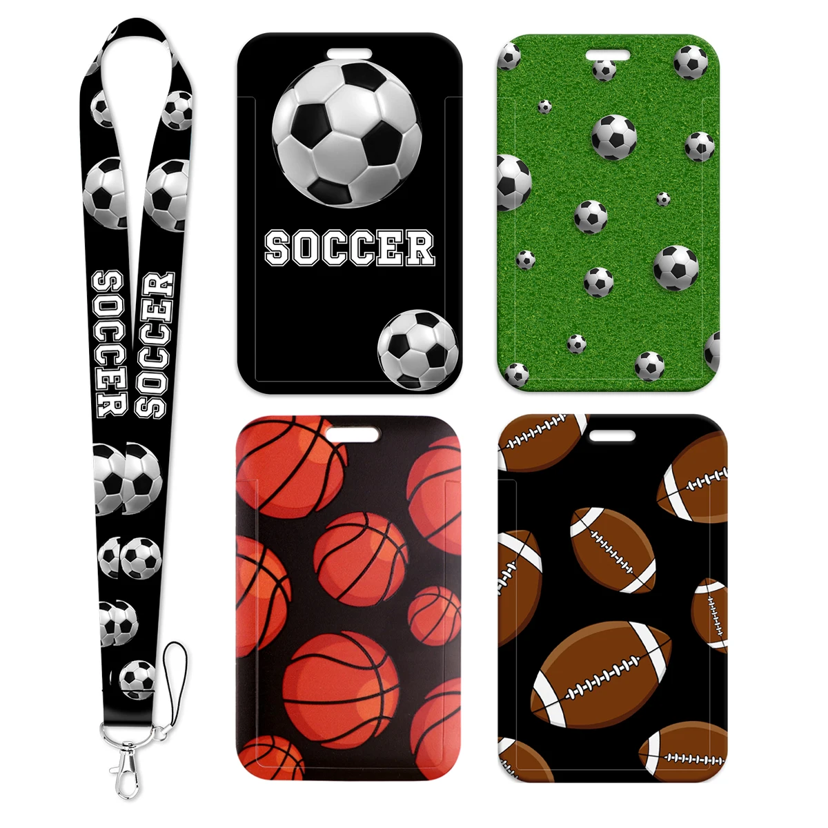 Soccer Credential Holder Balls Lanyard Keychain Sport Neck Strap For Keys ID Card Gym Phone Straps Keyrings Accessories