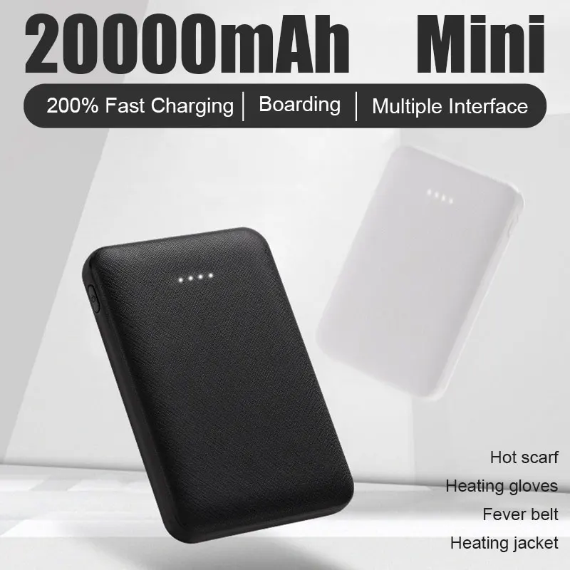 20000mAh Portable Mini Power Bank Charger USB Fast Charging External Battery Pack For Heating Vest Jacket Scarf Socks Gloves