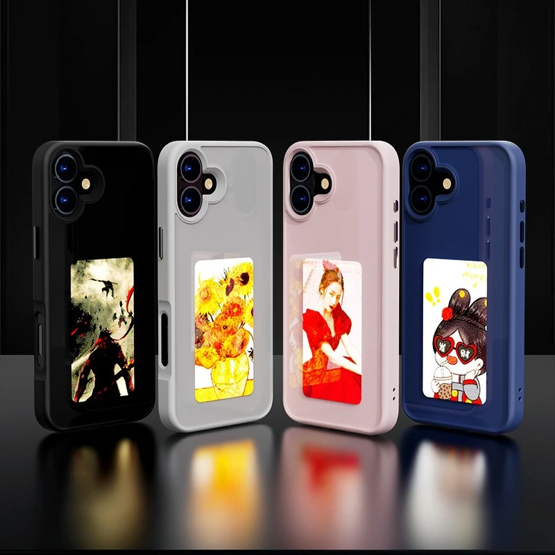 Bright surface style NFC Function Smart Case 4 Color Screen DIY Fashion Phone Cover New Funda For iphone 16 15 14 13 Pro Max