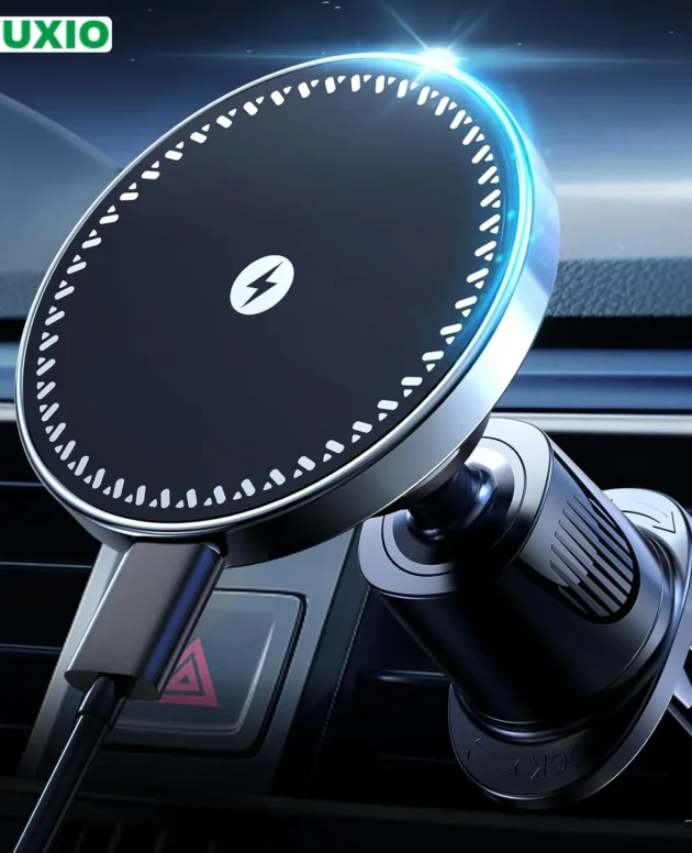 UYUXIO Strong Magnetic Wireless Car Phone Charger Adapter 15W Air Vent Car Phone Holder for iPhone 16 15 14 13 Pro Max Plus 12