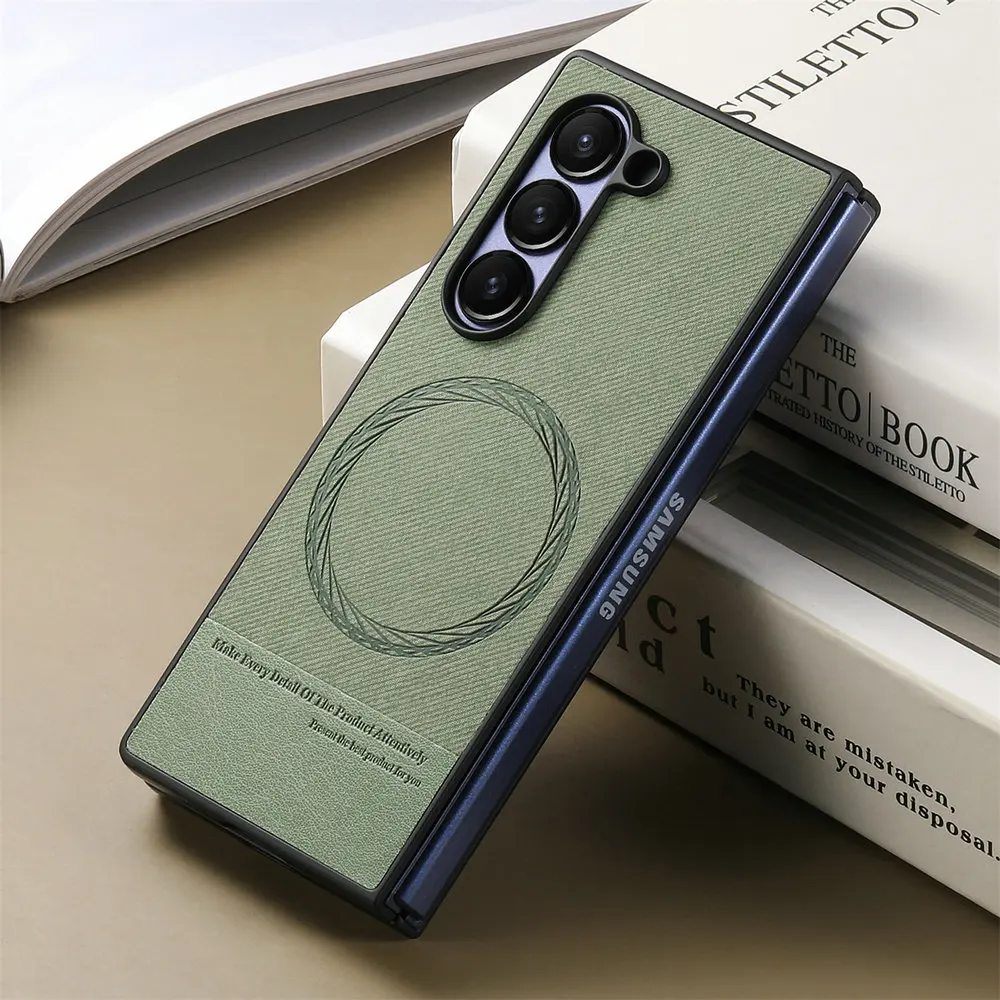 Magnetic Leather Case for Samsung Galaxy Z Fold 7 5G Luxury Cover Wireless Charge Coque Samsung Z Fold 3 4 5 6 Fold7 6 5 4 Etui