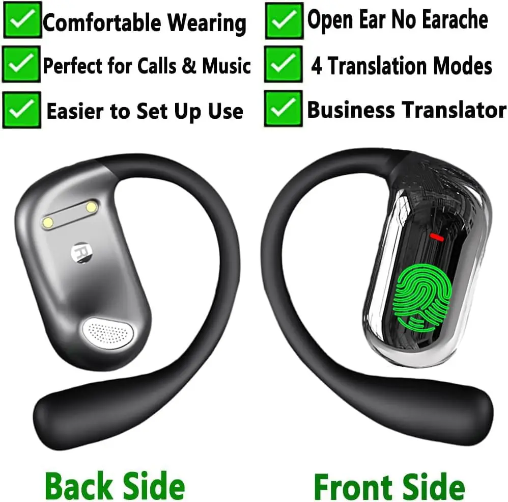 Clear Calls OWS AI Language Translation Wireless Earphone for iPhone with 144 Online Languages Real Time Earbuds for Travel - Image 3