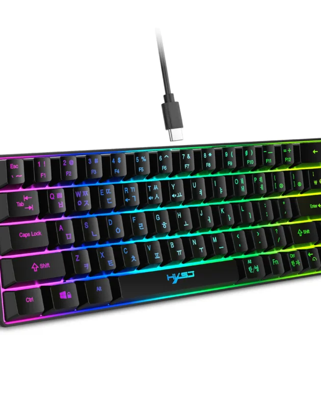 Hot sale HXSJ V200 65% Korean gaming Keyboard, 68-Key RGB Backlit Wired office membrane Keyboard for Desktop PC and Laptops