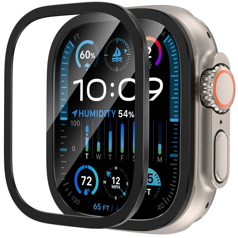 New Titanium Metal Frame for Apple Watch Ultra 3 49mm Accessorie Tempered Glass Anti-Scratch film Ultra 2 49mm Screen Protector