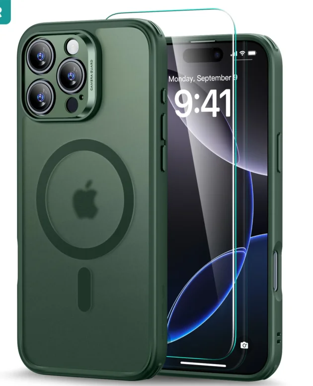 ESR for iPhone 16/15/14 Pro Max Case (4 in 1) Set Translucent Matte Case with Screen Protector MagSafe Back Cover Military-Grade