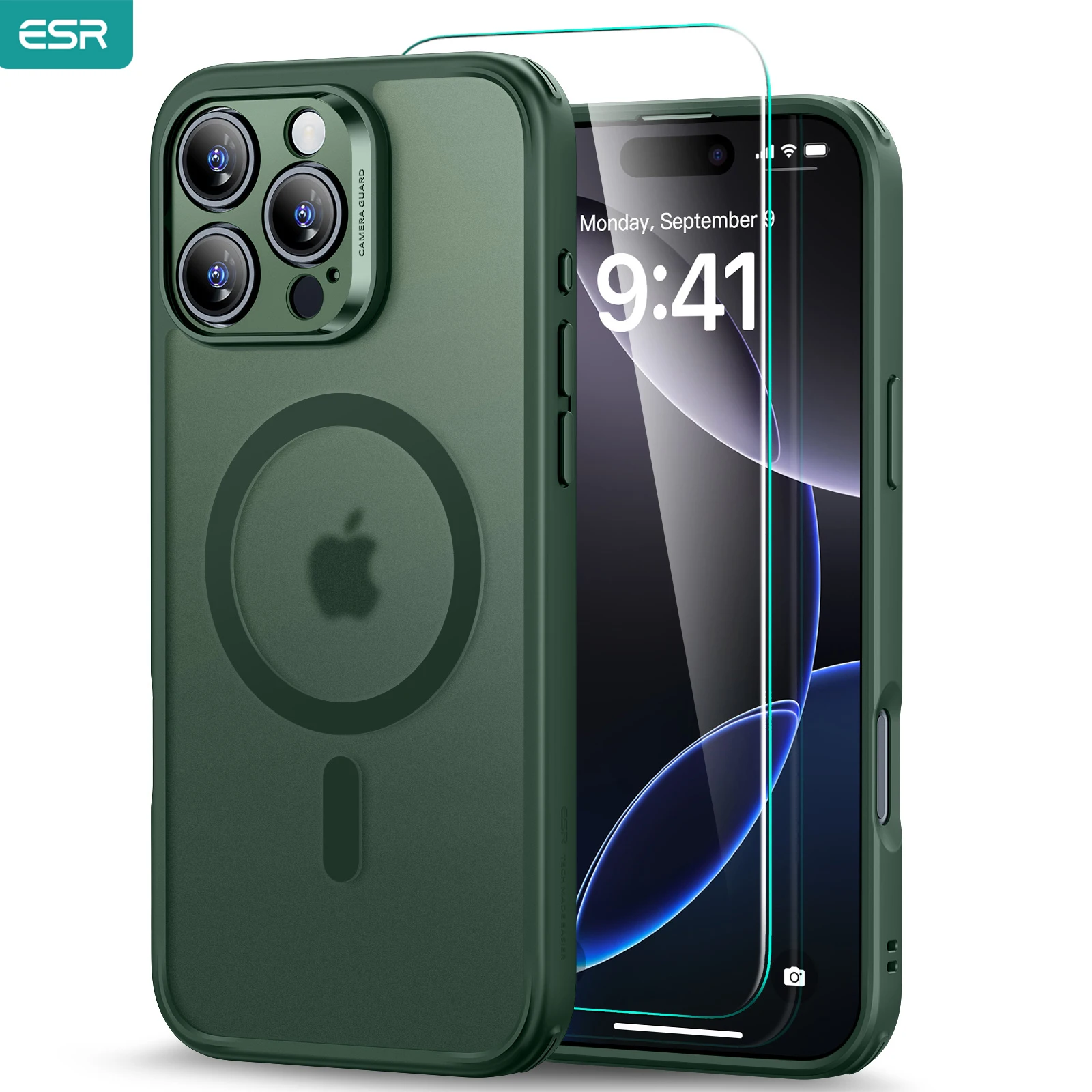 ESR for iPhone 16/15/14 Pro Max Case (4 in 1) Set Translucent Matte Case with Screen Protector MagSafe Back Cover Military-Grade