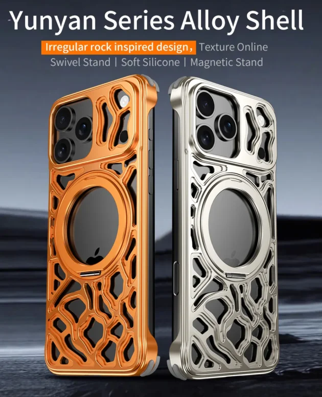 Luxury Metal Alloy Magnetic Ring Stand Magsafe Case for iPhone 17 Pro Max 17 Pro Borderless Wireless Charging Cooling Phone Case