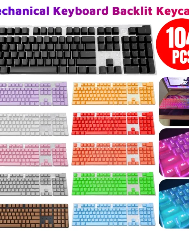 104pcs ABS Mechanical Keyboard Keycaps Set OEM Backlit Multi Color Ergonomic Blank Keycaps for 61/87/104 Key Cherry MX Keycap