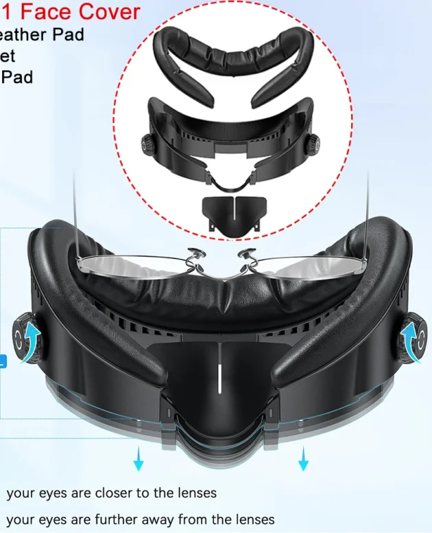 AMVR 3-In-1 Face Mask Cover for Quest 3 Facial Interface PU Leather Pad Fit for Bobovr S3 Pro Headset VR Glasses Accessories