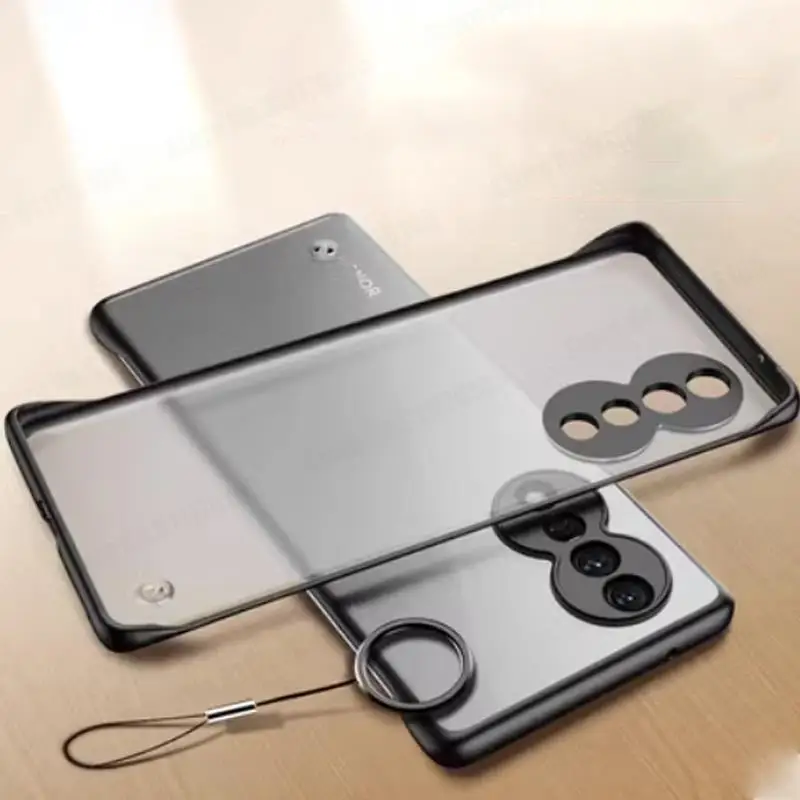 Frameless Ring Case For Huawei Honor 90 Pro Slim Translucent Matte PC Hard Lens Protection Phone Cover For Honor 80SE 80GT 80PRO - Image 2