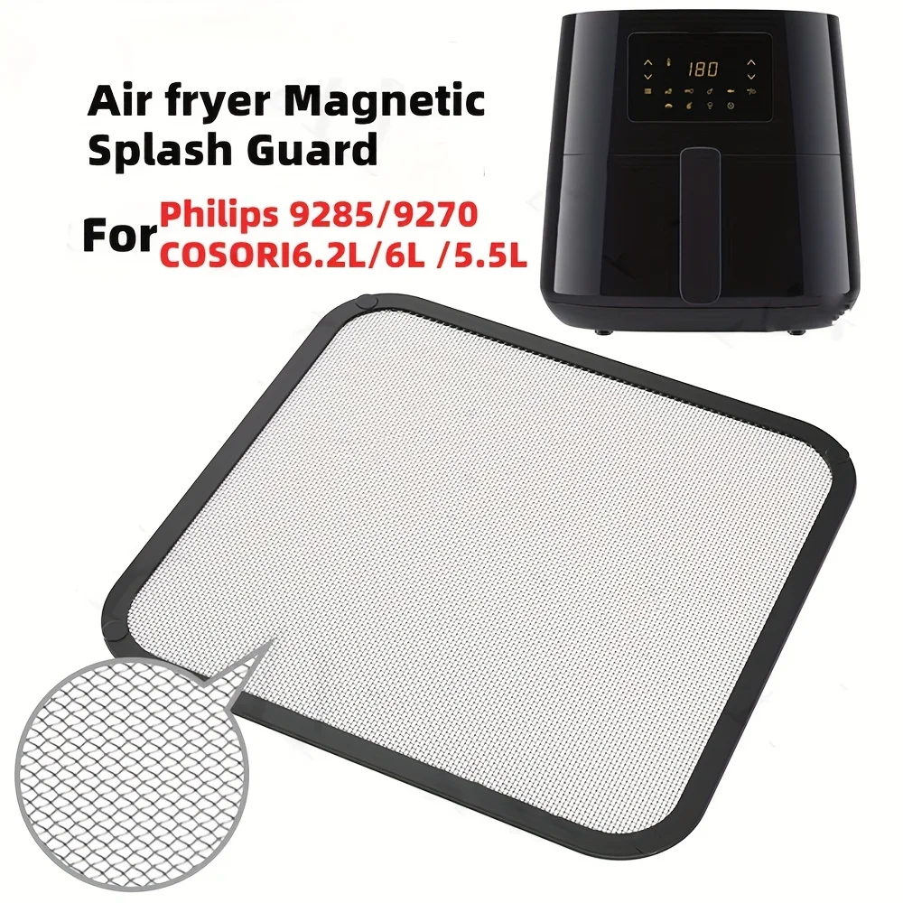 Reusable Metal Air Fryer Splash Guard for for COSORI 6.2L Models Magnetic adsorption Metal Grid Pattern, Prevents Oil Spatter