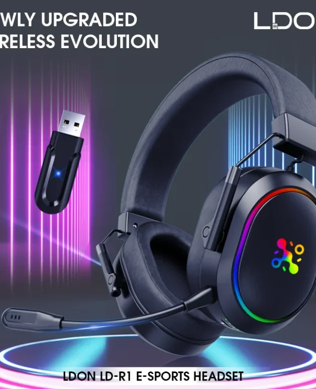 LDON Wireless Gaming Headset for PS5 PS4 Bluetooth 2.4GHz Headphone with Surround Sound Memory Foam for Switch Laptop Mobile Mac