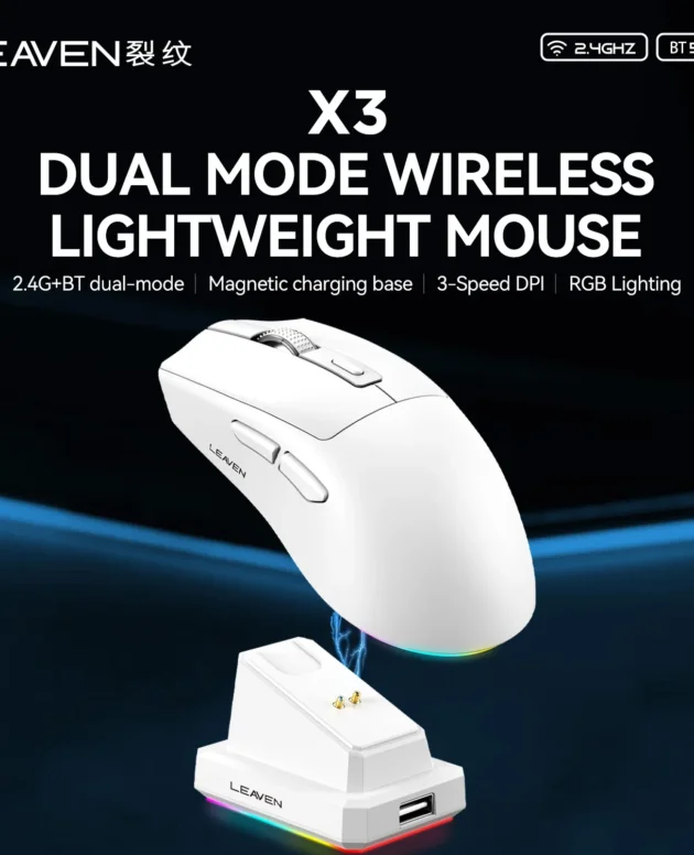 LEAVEN X3 2.4G Bluetooth Dual Mode Receiver Optical Mouse Wireless Gaming Mouse 1600DPI Bluetooth Compatible Mouse for MacBook L