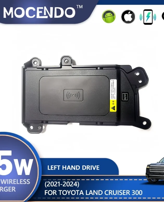 Car wireless QI charger For Toyota Land Cruiser LC300 2021-2024 LHD wireless mobile charger fast charger charging plate