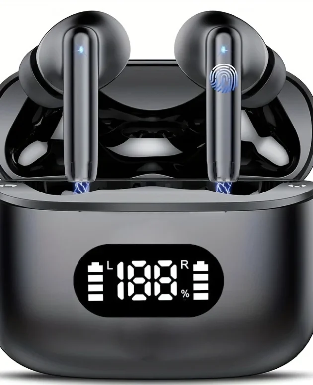 Wireless Earphone 40dB Noise Cancelling Bluetooth 5.3 Headphone 6 Mic ENC with LED Display HD Call TWS Earbuds Transparency Mode