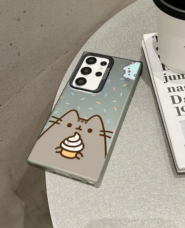 P-Pusheen Cat Phone Case For Samsung Galaxy S25 S24 S23 Ultra S22 Plus S20 A55 Shockproof Shell Protection Back Cover IMD