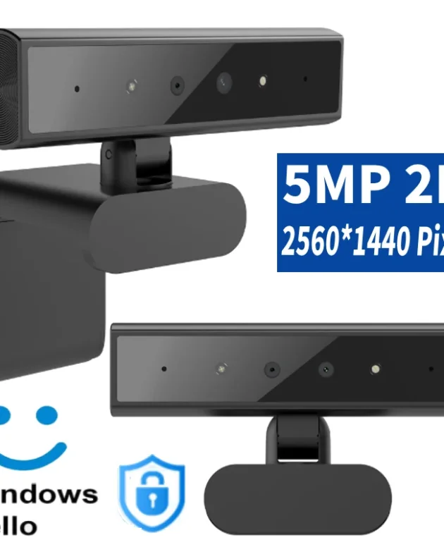 Facial Recognition Webcam Windows Hello 2K Webcam 5MP 1080P Web Camera IR Facial Recognition Login For Laptop PC Camera with Mic