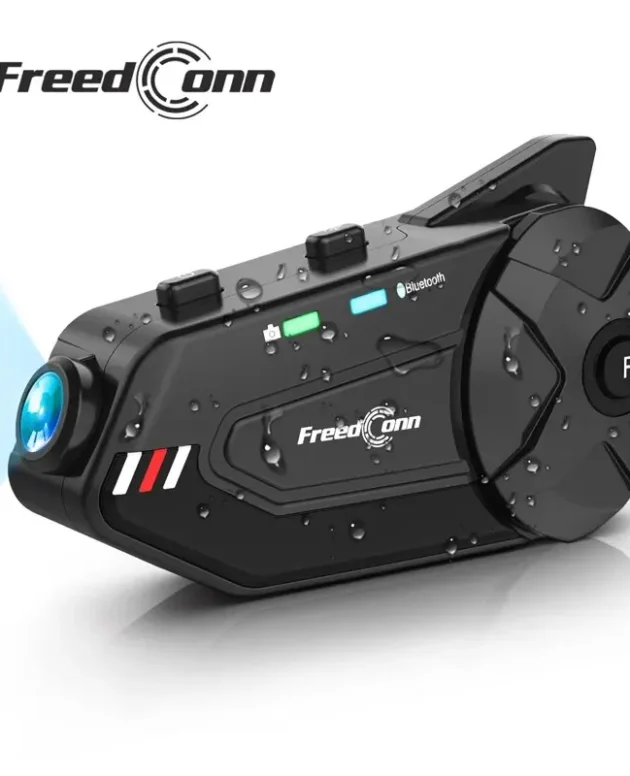 Freedconn R1 Plus Motorcycle Intercom Helmet Dash Cam Bluetooth Headsets Handsfree Communicator Video Record 1080P Interphone