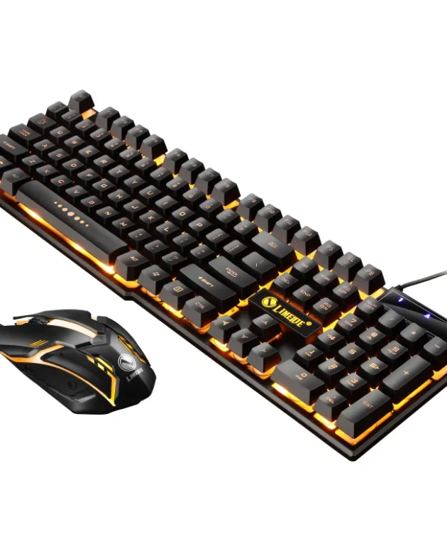 USB Wired Gaming Keyboard Mouse Set PC Rainbow Colorful LED Backlit Gamer Gaming Mouse and Keyboard Combos Kit Home Office