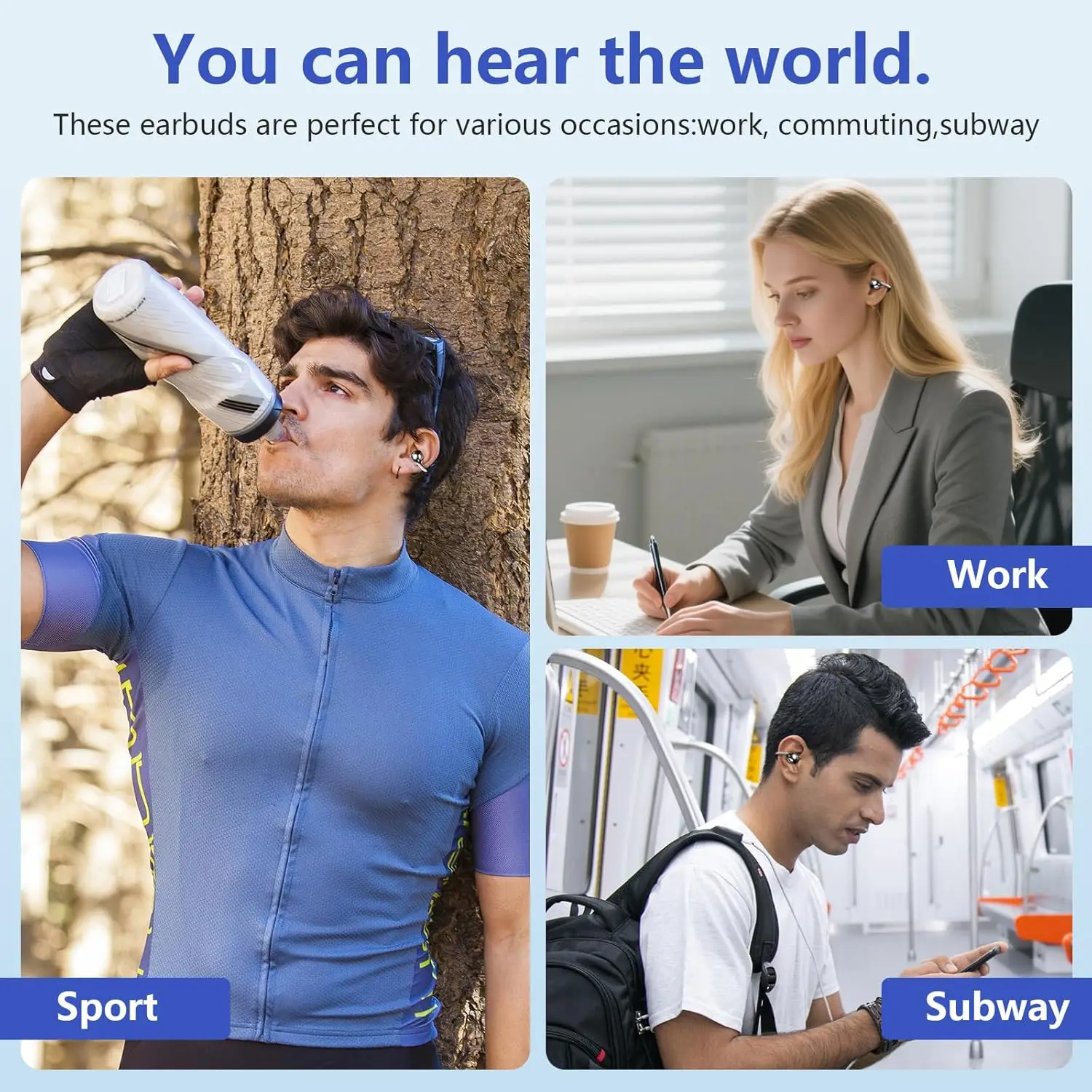 UYUXIO OWS BT 5.4 Headphones Clear Calls Clip on IP7 Wireless Earbuds with 48H Play Time HiFi Stereo Ear Buds for Sports Travel - Image 5
