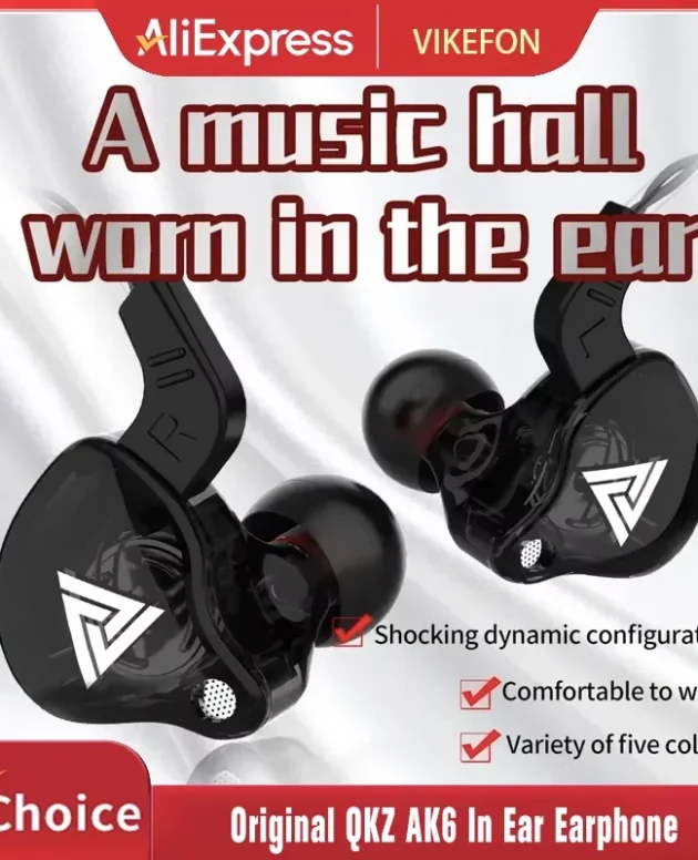 VIKEFON QKZ AK6 In Ear Earphone 6 Dynamic Driver Unit Headphone With Mic Stereo Sports HIFI Subwoofer Headset Monitor Earbuds