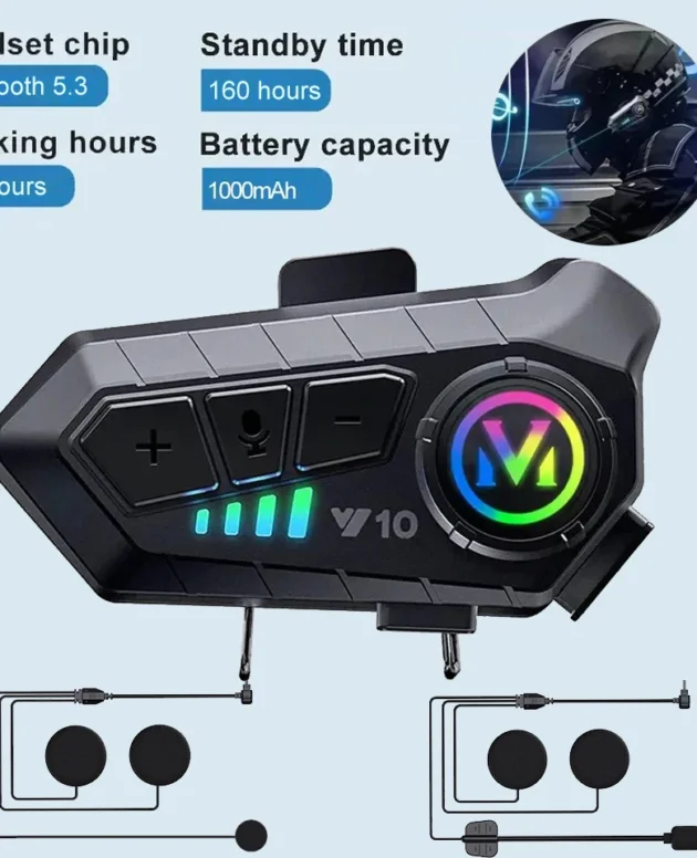 Y10 Bluetooth 5.3 Motorcycle Helmet Headset Wireless Hands-free Call Phone Kit Waterproof MP3 Music Player Speaker Moto Earphone