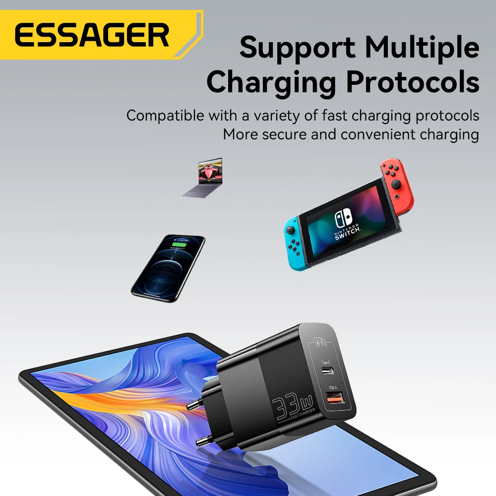 Essager USB Type C Fast Charger 33W QC PD 3.0 Dual Port Mini Portable Adapter For IPhone 14 13 12 IPad Xiaomi Fast Wall Chargers - Image 3