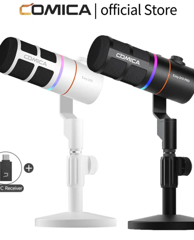 COMICA D10/D10 PRO RGB Cardioid USB/XLR Dynamic Desktop Gaming Mic Wired/Wireless Microphone for Streaming Interview Podcast