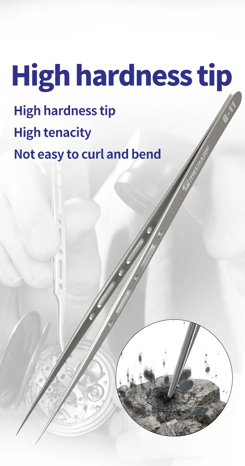 MECHANIC G11 G15 High Hardness Anti-Magnetic Tweezers For Mobile Phone Repair Fly Wire Motherboard BGA Clamping precise Tool - Image 5