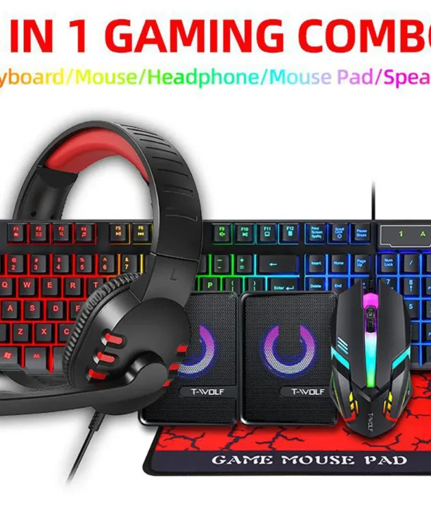 5 In 1 SET Computer USB Wired Keyboard Mouse Set Headphone Mouse Pad Speaker Mouse And Keyboard Combos