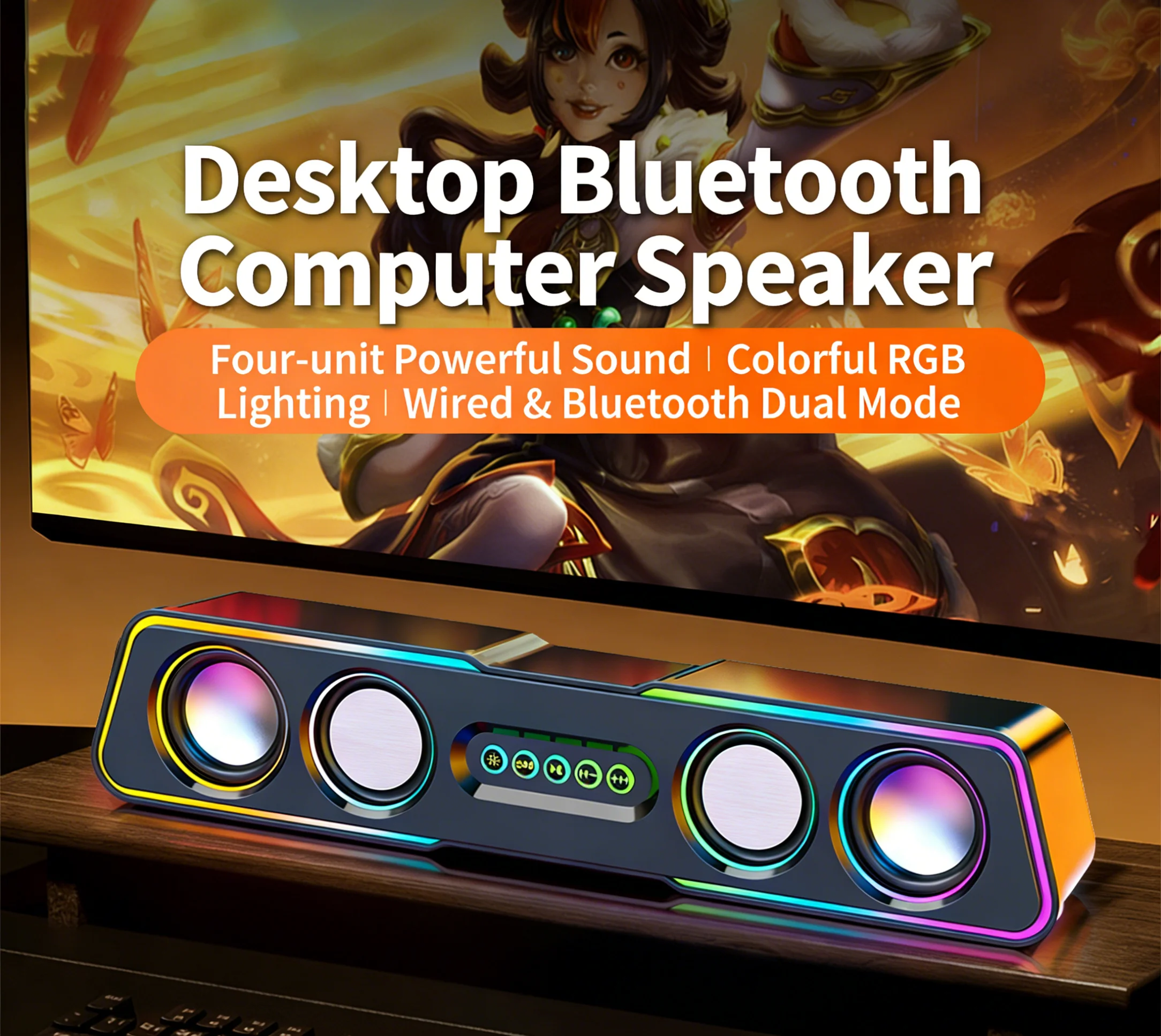 Computer speaker Bluetooth dual-mode dual speaker subwoofer HIFI sound effect high volume 5.0 Bluetooth RGB dazzling lights - Image 6