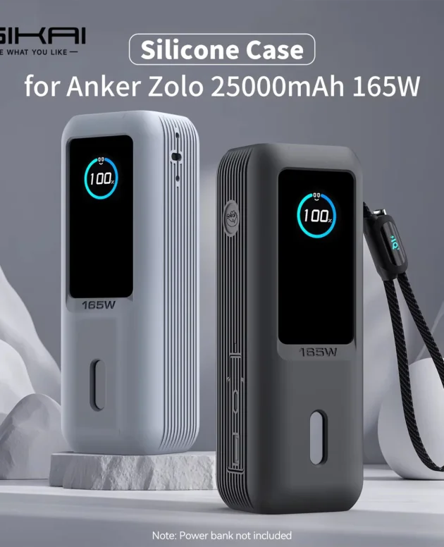 Silicone Case for Anker Zolo 25000mAh 165W Power Bank Portable Charger Protective Case Travel Carrying Case TF/SIM storage Bag