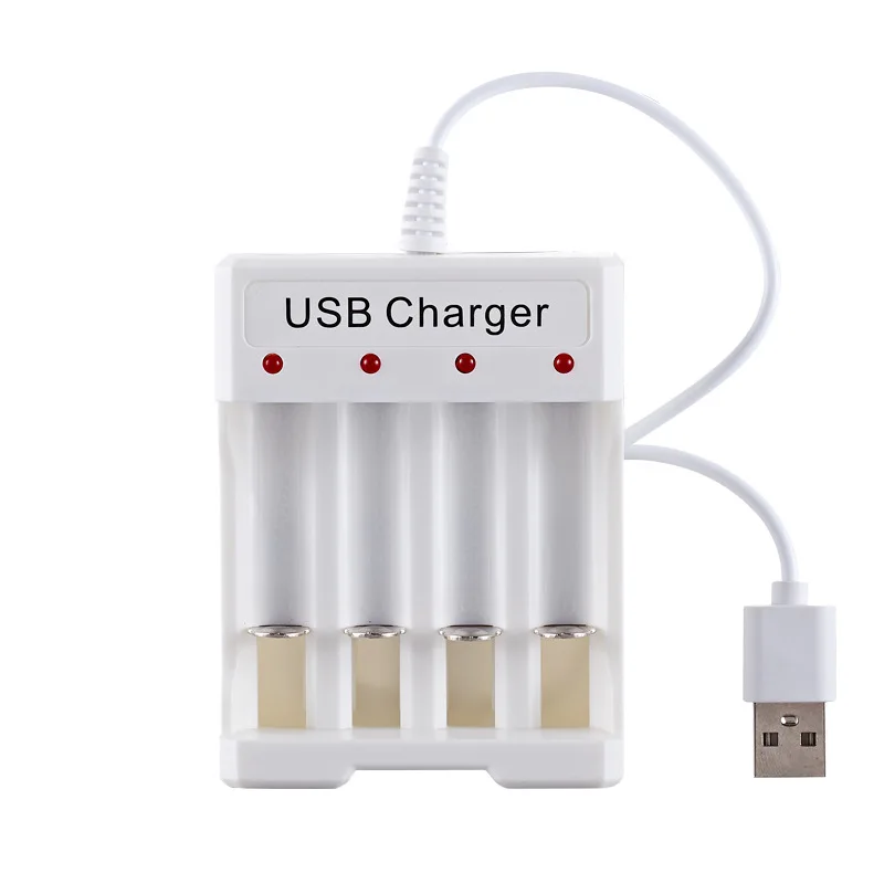 USB 4 Slots Fast Charging AA AAA Battery Charger For Rechargeable Nimh Nicd Battery Station Charging Adapter DC1.2V 250mA