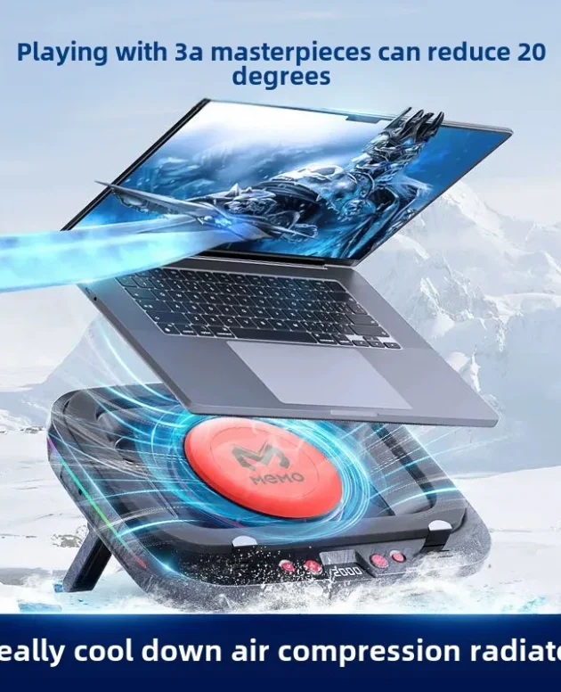 MEMO FL08 7 Angle Adjustable Notebook Powerful Fan Cooling Pad for 14-19'' Game Laptop Cooler Strong Wind Kickstand Base Bracket
