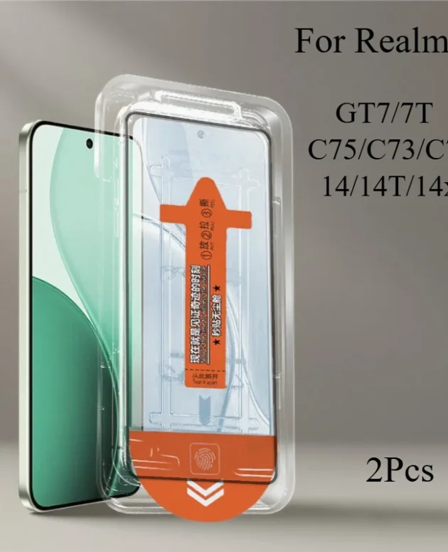 2Pcs Dust Free Easy Installation Tempered Glass For Realme 14 14T 14x C75 C73 C71 GT7 GT 7T Screen Protector