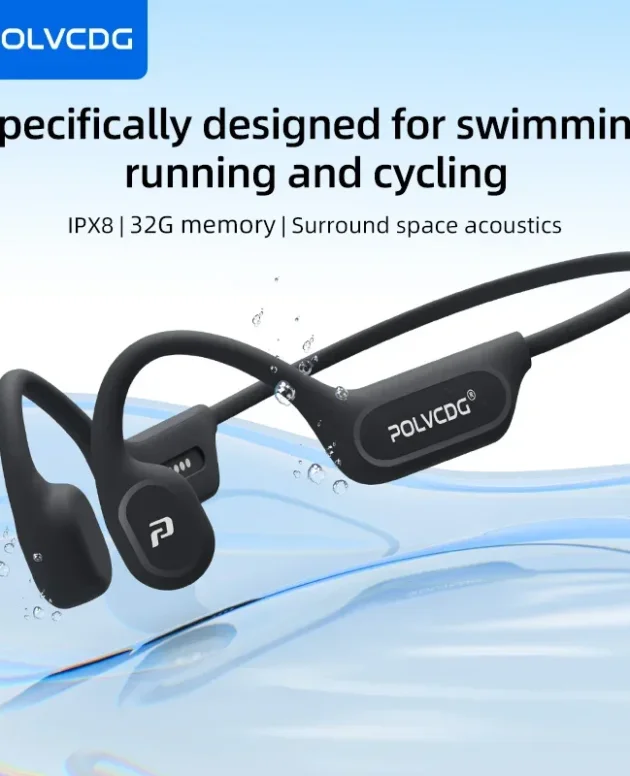 POLVCDG X9 Bone Conduction Earphones 32G IPX8 Waterproof Open Design for Swimming Running Cycling Hanging Earphones