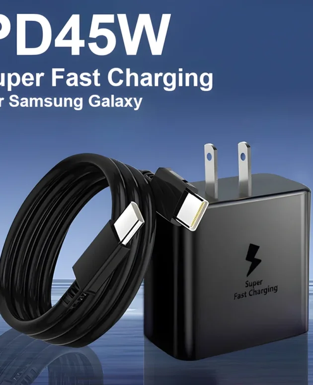 45W Super Fast Charger & USB-C Data Cable - Portable Adapter for Samsung Galaxy S24/S23/S22/S25 Ultra/S21 Plus/Note 20