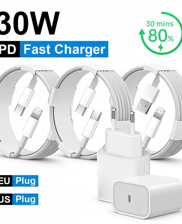 30W PD Fast Charger For iPhone 14 13 12 USB C To Lightning Quick Charging Cable For iPhone 17 16 15 Pro Max Type C Power Adapter