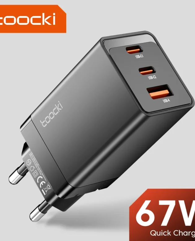 Toocki GaN 67W Charger QC4.0 PD3.0 Fast Charging USB Type C Charger for Macook iPhone 14 13 12 Pro Max Samsung S23 Xiaomi Tablet