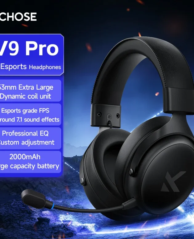 MCHOSE V9 Pro Gaming Headset, Over-Ear Quad-Mode Wireless Bluetooth Headphones for PC with Microphone (Delta Style)