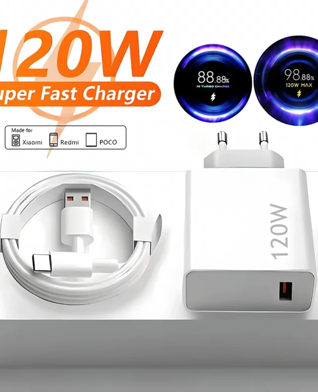 6A 120W EU Fast USB Wall Charger For Xiaomi 11 12 13 14 15 Ultra Redmi Note 11T 12 13 POCO F6 X5 Pro Type C Turbo Charging Cable
