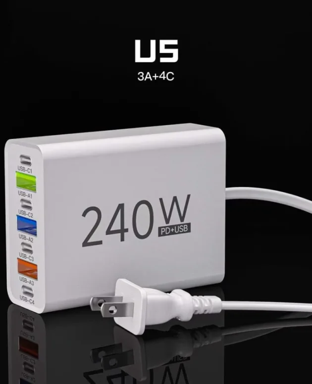 240W USB Fast Charger PD QC3.0 Type C Charge Adapter | For iPhone 16 15 for Xiaomi for Samsung S23 for Huawei