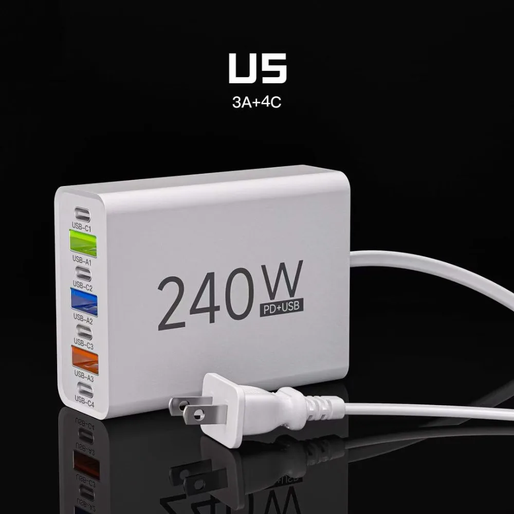 240W USB Fast Charger PD QC3.0 Type C Charge Adapter | For iPhone 16 15 for Xiaomi for Samsung S23 for Huawei