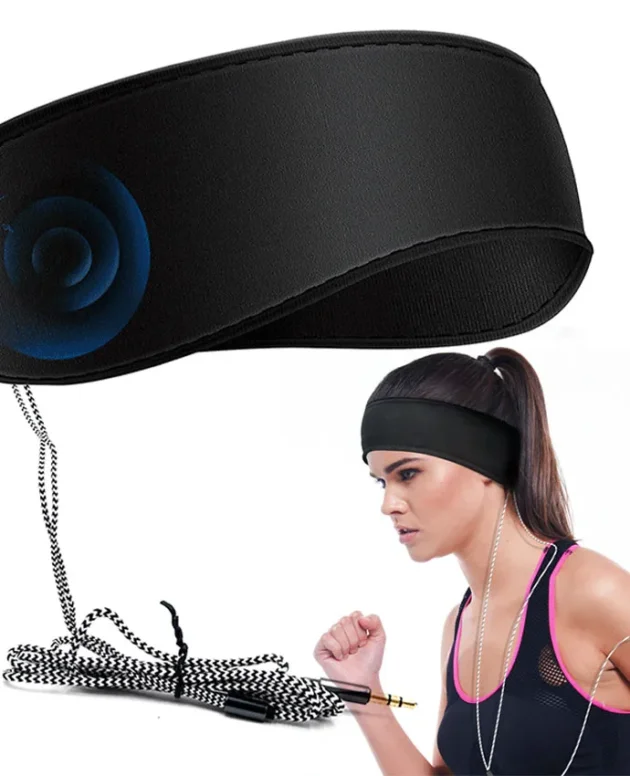 Sports Headphones 3.5mm Wired Stereo Music Headband Breathable Sleep Eye Mask Soft Earphone for Mobile Phone PC Birthday Gifts