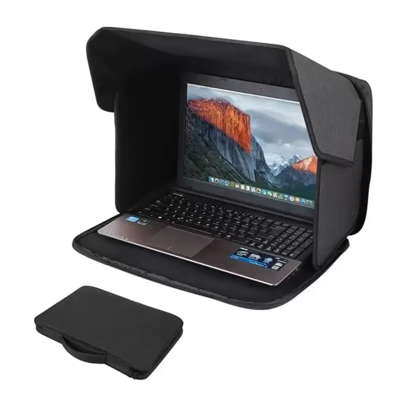 Foldable Laptop Sun Shade Privacy Cover, Portable Anti-Glare Screen Hood Outdoor Laptop Protector Storage Bag