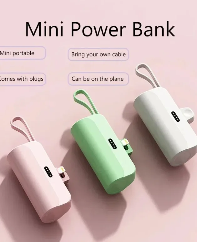 Mini Capsule Power Bank 10000mAh 2 IN 1 Built in Type-C Cable Large Capacity Fast Charging External Battery for IPhone Xiaomi
