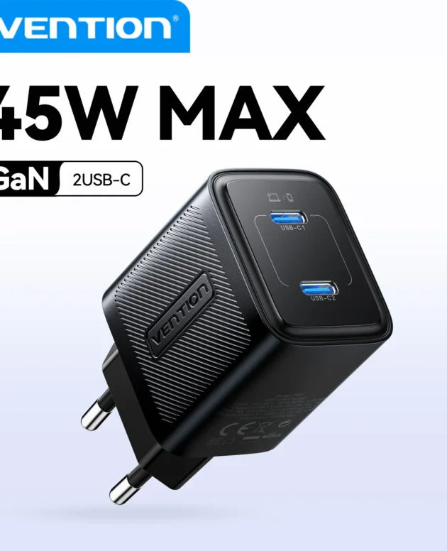 Vention 45W GaN Charger PD3.0 PPS QC3.0 Fast Charge For iPhone 17 16 15 14 Travel Phone Charge for Samsung S25 S24 Quick Charger