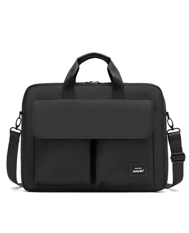 15.7 Inch Laptop Briefcase Bag Black, Adjustable Shoulder Strap Messenger Laptop Case with Carry Handle, Water Resistant Computer Notebook Tablet Bag for Business Men Women Office Travel